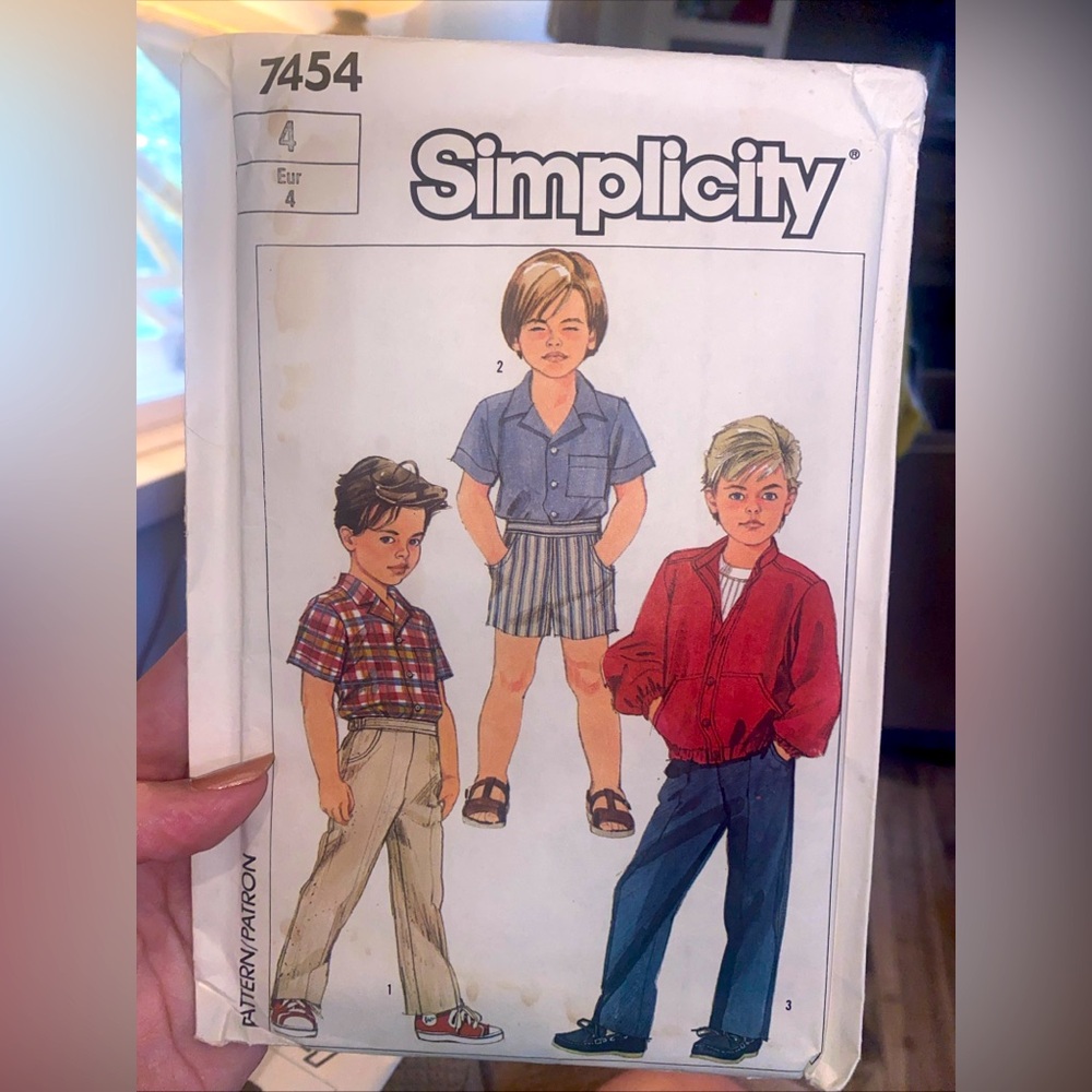 Vintage 1986 Simplicity Boys Sewing Pattern 7454 Size 4 Uncut